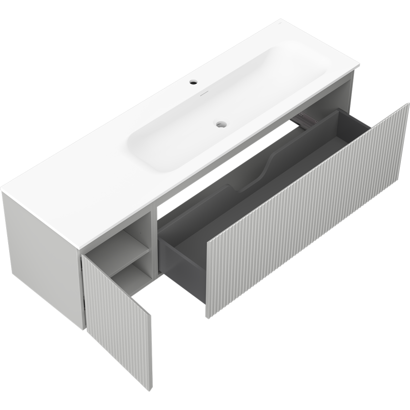 Servantskap med vask 160 cm grå/hvit Mexen Rivel Vela høyre – 91A23-16047-3-BBFF62-W23P01