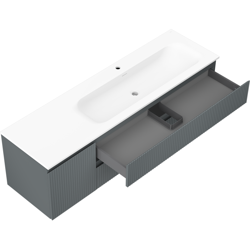 Servantskap med vask 160 cm grafitt/hvit matt Mexen Rivel Vela høyre – 91A23-16047-3-BBFFF66-W23P01