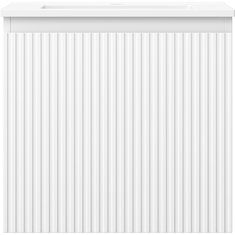 Servant med skap 50 cm Mexen Rivel hvit matt med vertikale riller, sett rett forfra.