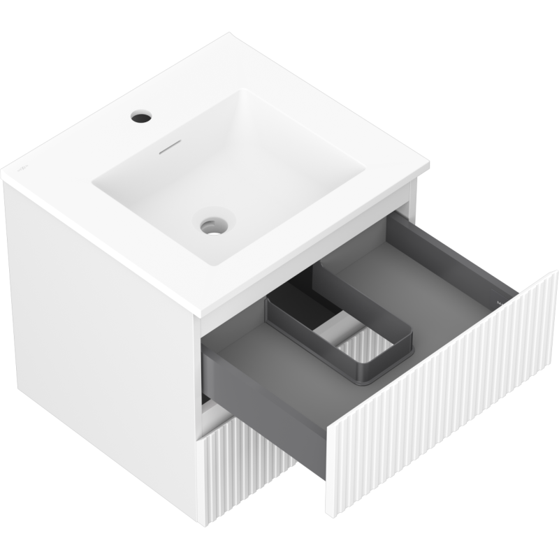 Servantskap med vask 50 cm, hvit matt, 2 skuffer Mexen Rivel – 91A20-05047-2-BFF01-W18M01