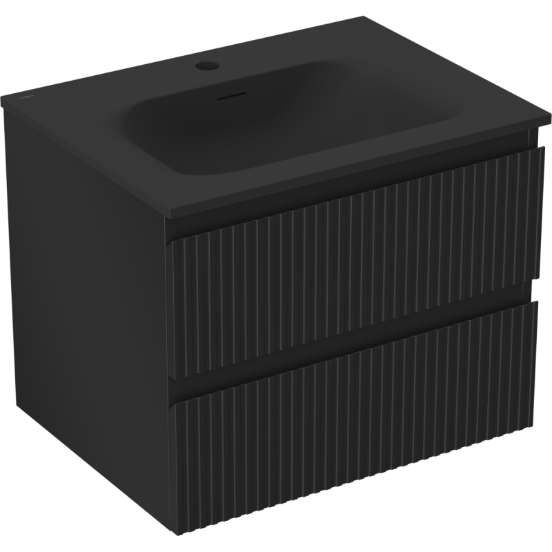 Servantskap med vask 60 cm svart matt, 2 skuffer Mexen Rivel – 91A20-06047-2-BFF71-W23M71