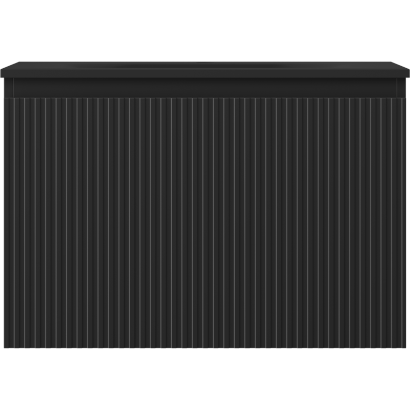 Servant med skap Mexen Rivel 70 cm i svart matt med riflet front og industrielt preg.