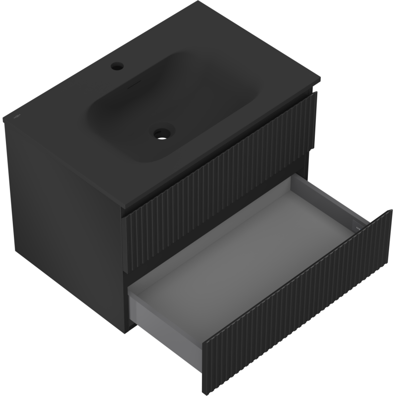 Servantskap med vask 70 cm svart matt, 2 skuffer Mexen Rivel – 91A20-07047-2-BFF71-W23M71