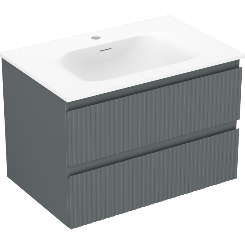 Servantskap med vask 70 cm Mexen Rivel, grafitt/hvit, 2 skuffer – 91A20-07047-2-BFF66-W23M01