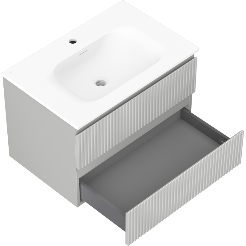 Servantskap med vask 70 cm Mexen Rivel grå/hvit, 2 skuffer – 91A20-07047-2-BFF62-W23M01