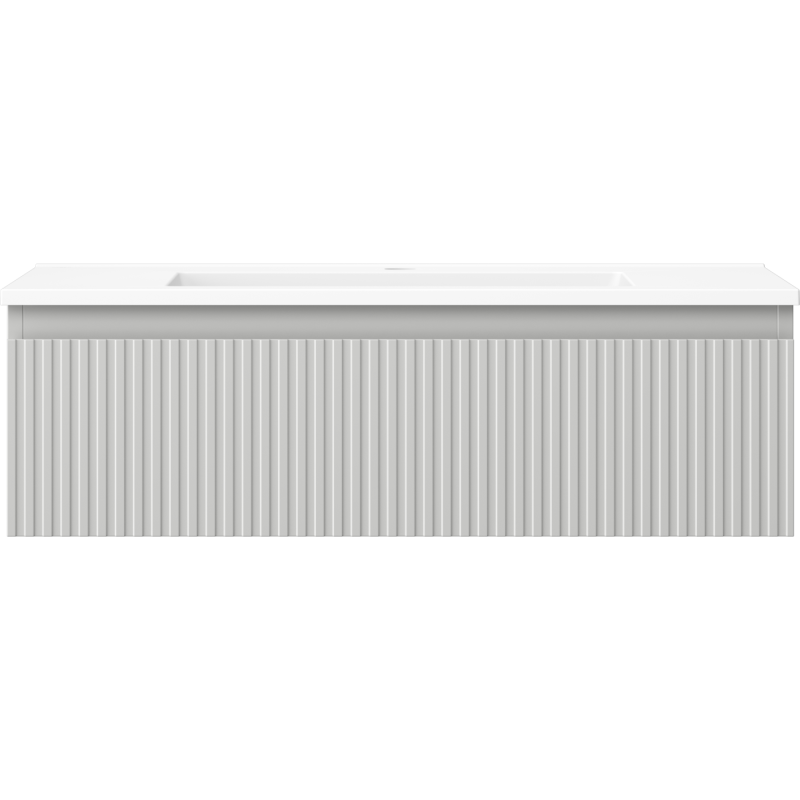 Servant med skap 80 cm Mexen Rivel/Otis i grå matt med hvit høyglans topp og rillede fronter.