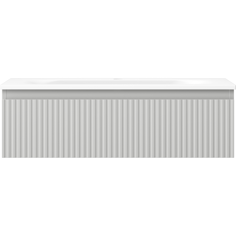 Servant med skap 80 cm Mexen Rivel Vela i hvitt med lysegrå riflet frontpanel.