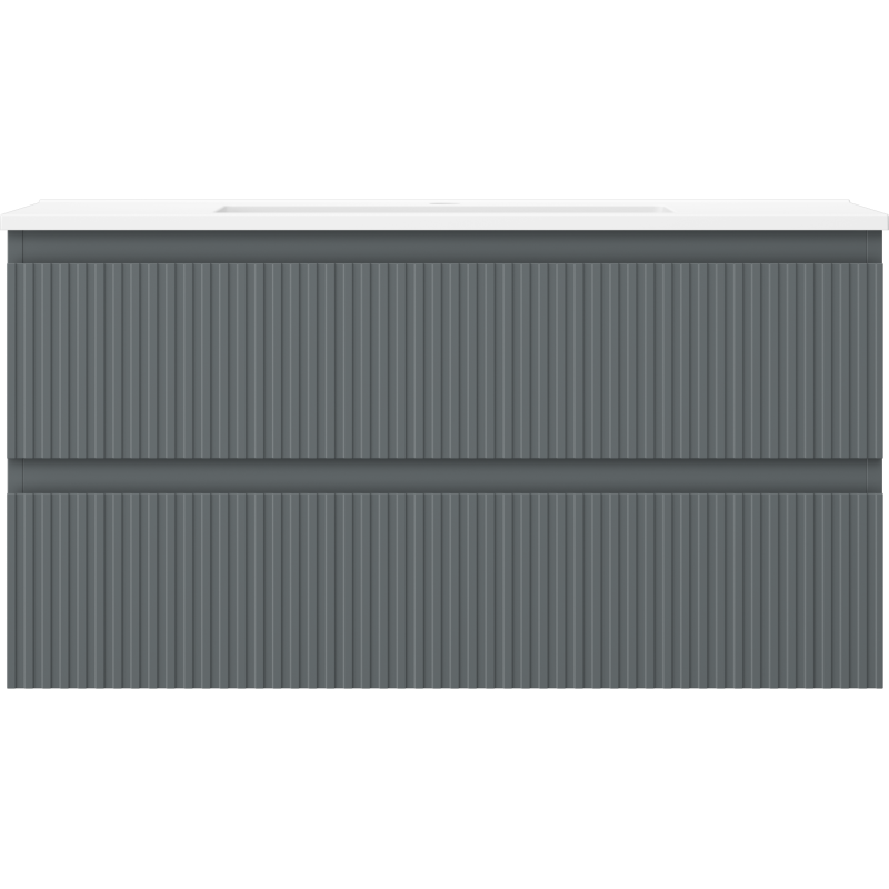 Servantskap med vask 90 cm grafitt matt/hvit matt, 2 skuffer Mexen Rivel – 91A20-09047-2-BFF66-W18M01