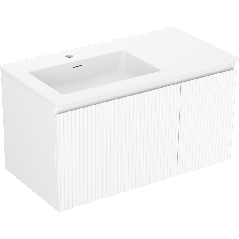 Servantskap med vask 90 cm hvit matt Mexen Rivel Otis venstre – 91A23-09047-3-BBFF01-W18L01