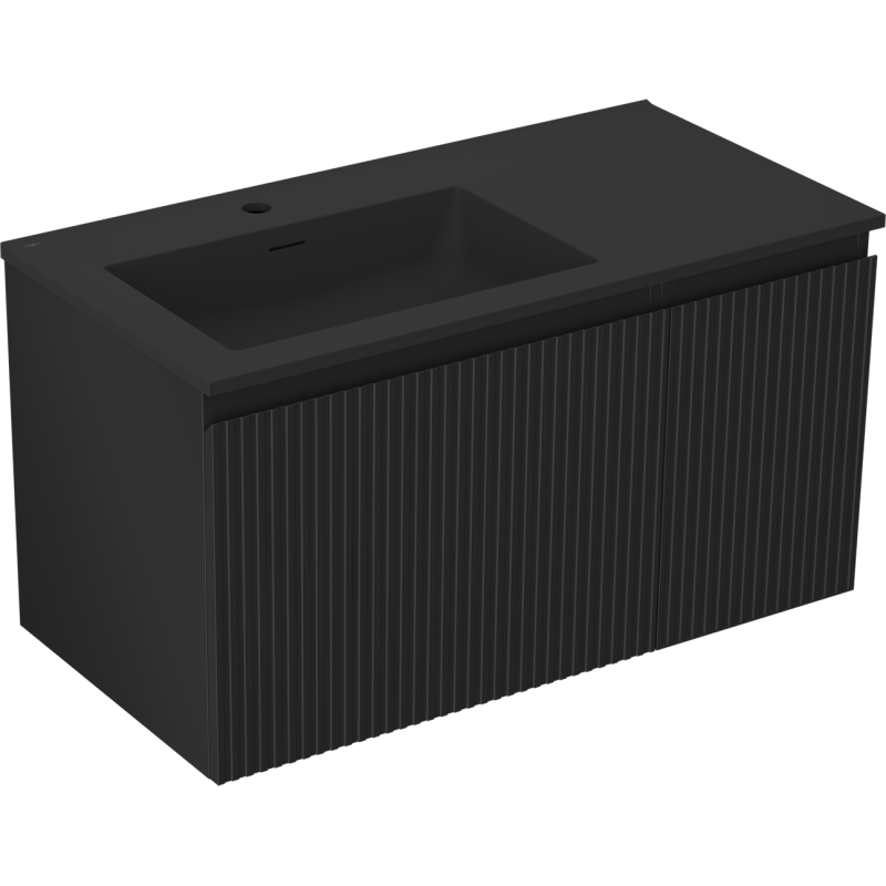 Servantskap med vask 90 cm svart matt Mexen Rivel Otis venstre – 91A23-09047-3-BBFF71-W18L71