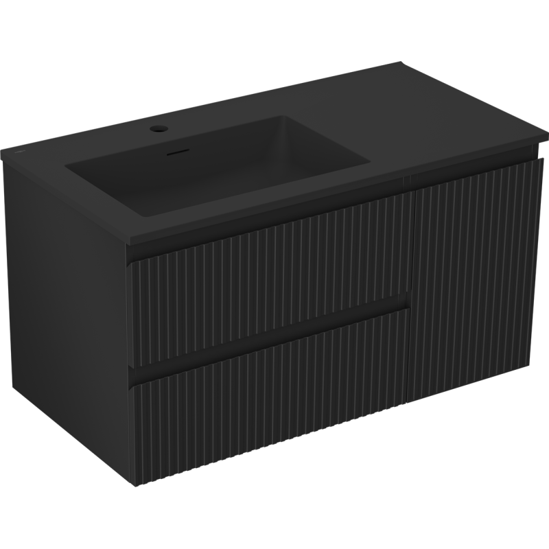 Servantskap med vask 90 cm svart matt Mexen Rivel Otis venstre – 91A23-09047-3-BBFFF71-W18L71