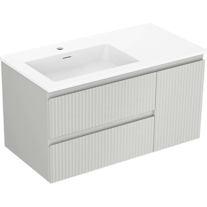 Servantskap med vask 90 cm grå matt/bølgemønstret Mexen Rivel – 91A23-09047-3-BBFFF62-W18L01