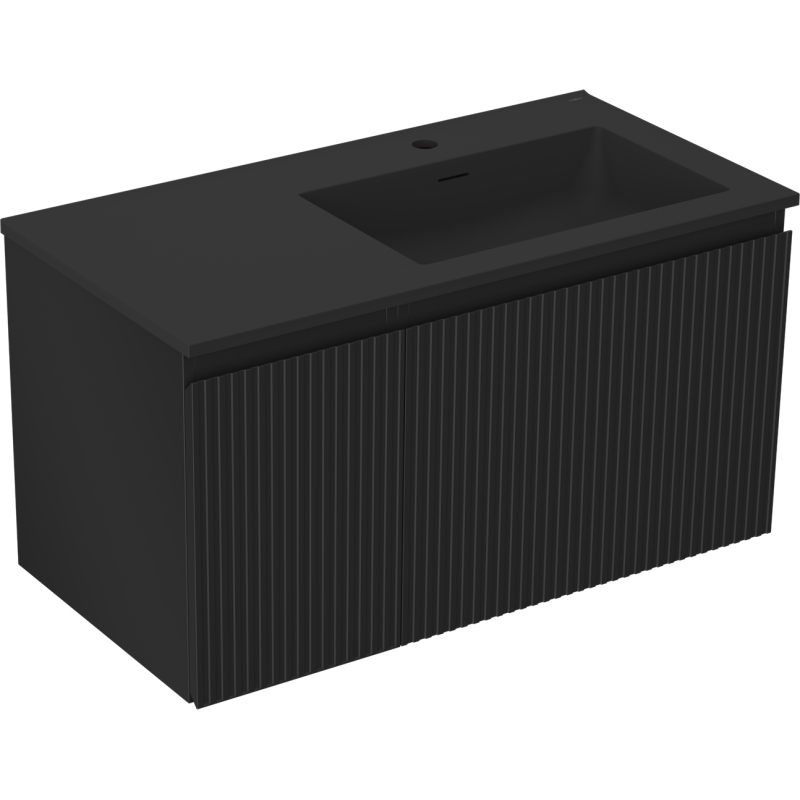 Servantskap med vask 90 cm svart matt Mexen Rivel/Otis høyre – 91A23-09047-3-BBFF71-W18P71