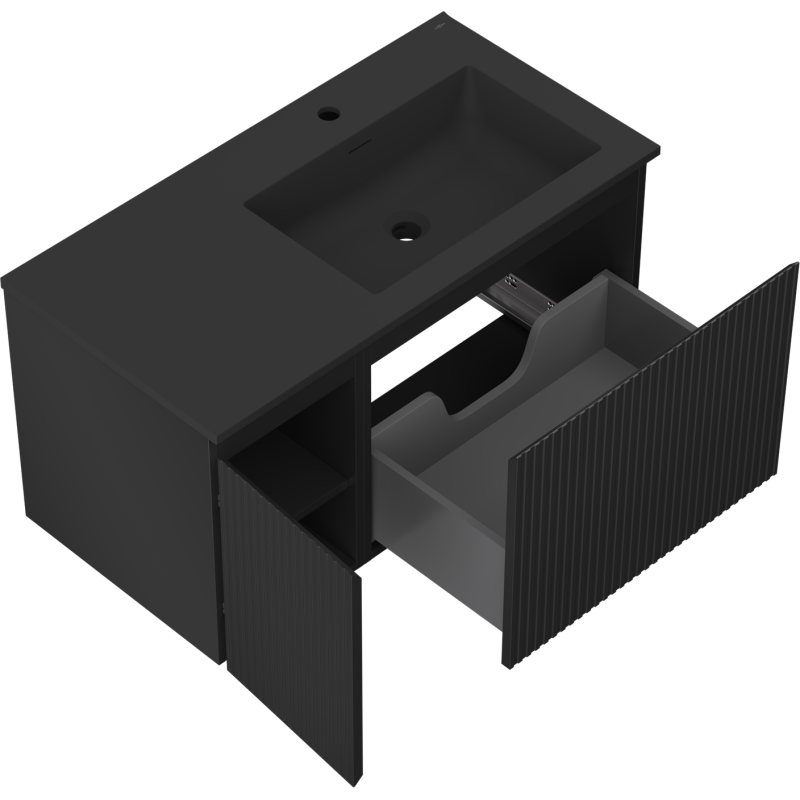 Servantskap med vask 90 cm svart matt Mexen Rivel/Otis høyre – 91A23-09047-3-BBFF71-W18P71