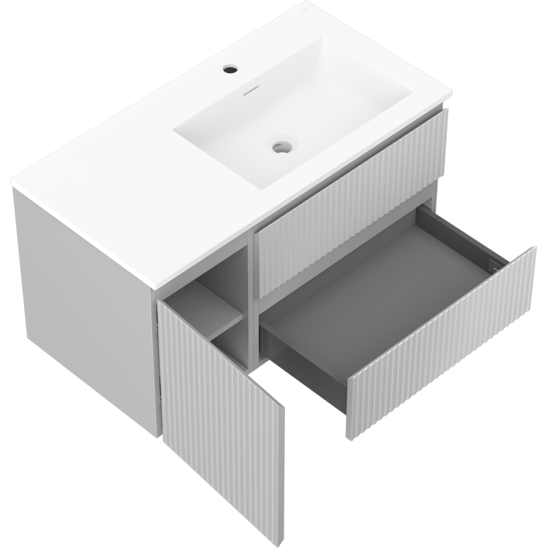 Servantskap med vask 90 cm grå matt/hvit matt Mexen Rivel – 91A23-09047-3-BBFFF62-W18P01