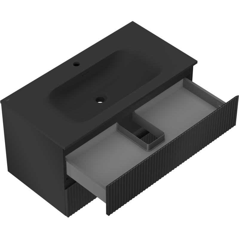Servantskap med vask 90 cm svart matt, 2 skuffer Mexen Rivel – 91A20-09047-2-BFF71-W23M71