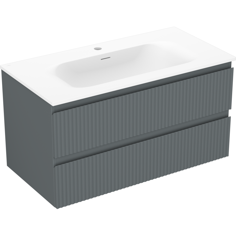 Servantskap med vask 90 cm grafitt/hvit matt, 2 skuffer Mexen Rivel – 91A20-09047-2-BFF66-W23M01