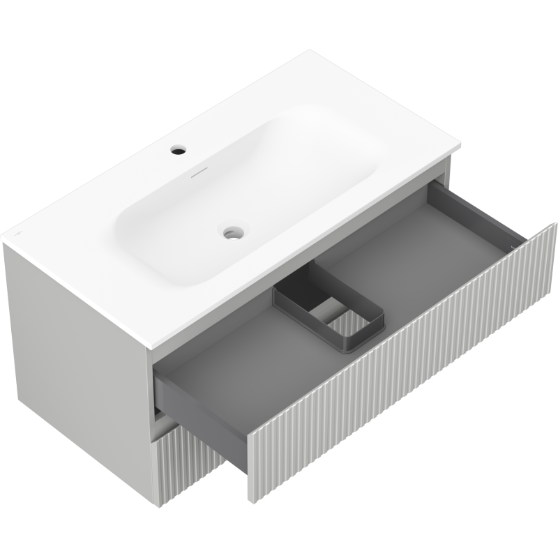 Servantskap med vask 90 cm grå matt/hvit matt, 2 skuffer Mexen Rivel – 91A20-09047-2-BFF62-W23M01