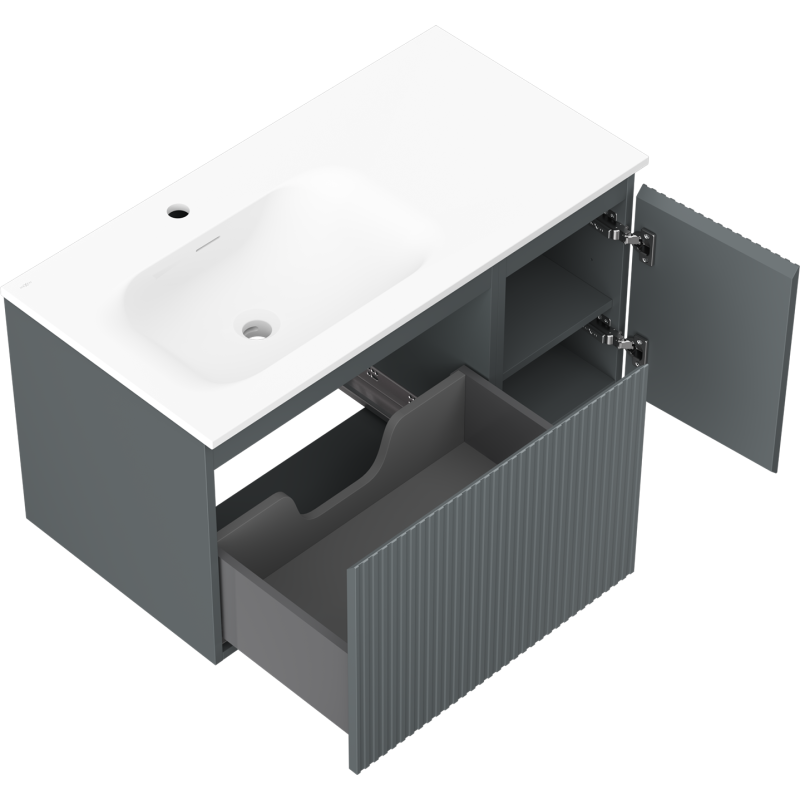 Servantskap med vask 90 cm Mexen Rivel grafitt matt/hvit matt – 91A23-09047-3-BBFF66-W23L01