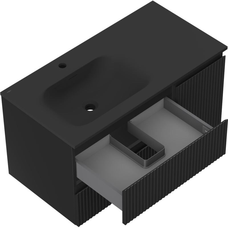 Servantskap med vask 90 cm svart matt Mexen Rivel Vela venstre – 91A23-09047-3-BBFFF71-W23L71