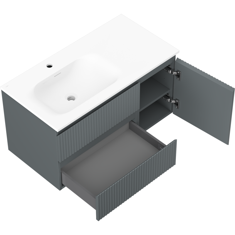 Servantskap med vask 90 cm grafitt matt/hvit matt Mexen Rivel – 91A23-09047-3-BBFFF66-W23L01