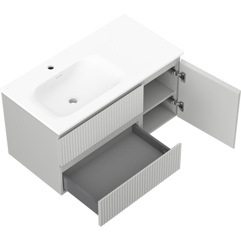 Servantskap med vask 90 cm grå/blå Mexen Rivel Vela venstre – 91A23-09047-3-BBFFF62-W23L01