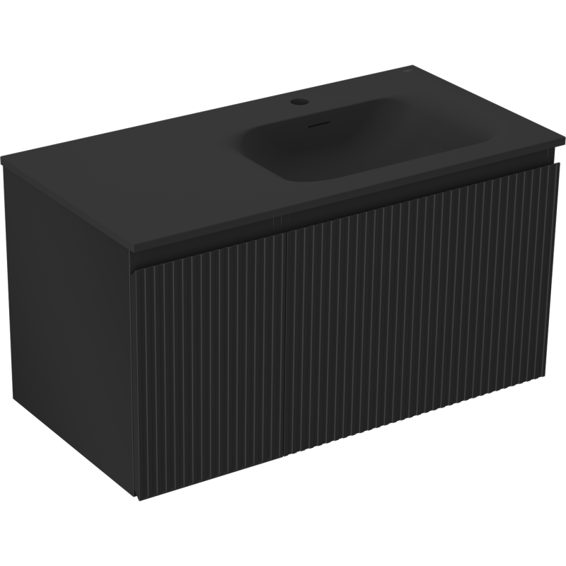 Servantskap med vask 90 cm svart matt Mexen Rivel Vela høyre – 91A23-09047-3-BBFF71-W23P71