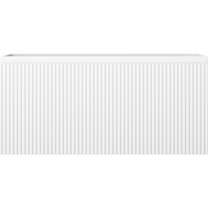 Underskap til servant i hvit matt med vertikale riller, sett forfra, Mexen Rivel 100 cm.