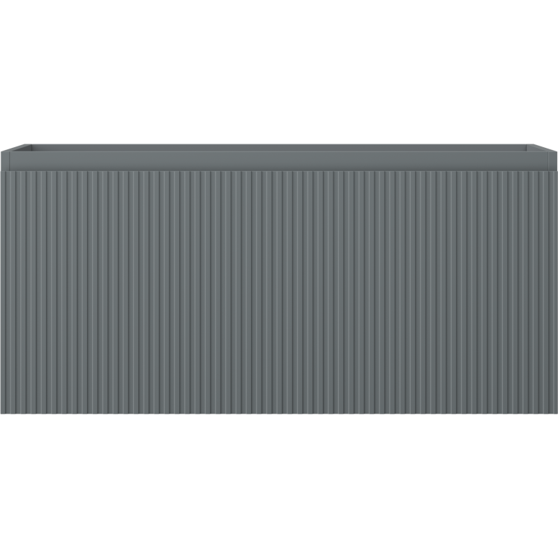 Underskap til servant Mexen Rivel 100 cm i grafitt matt med vertikale riller, sett forfra.