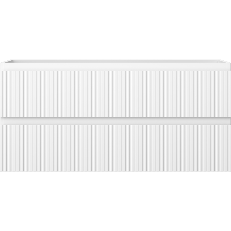 Underskap til servant Mexen Rivel 100 cm i hvit matt med to skuffer og vertikale riller.