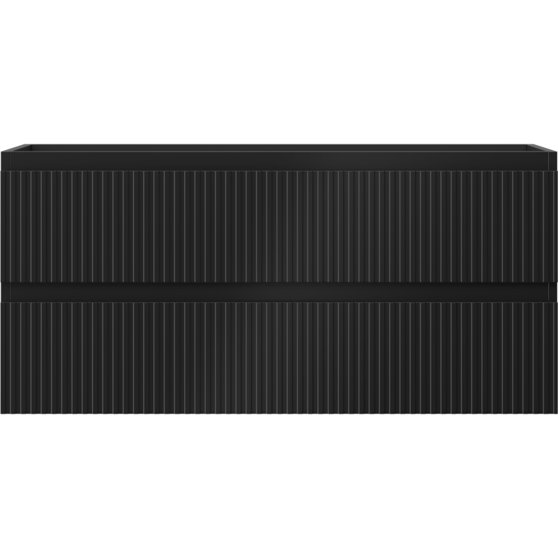 Underskap til servant Mexen Rivel 100 cm i svart matt med riflet front og to skuffer.