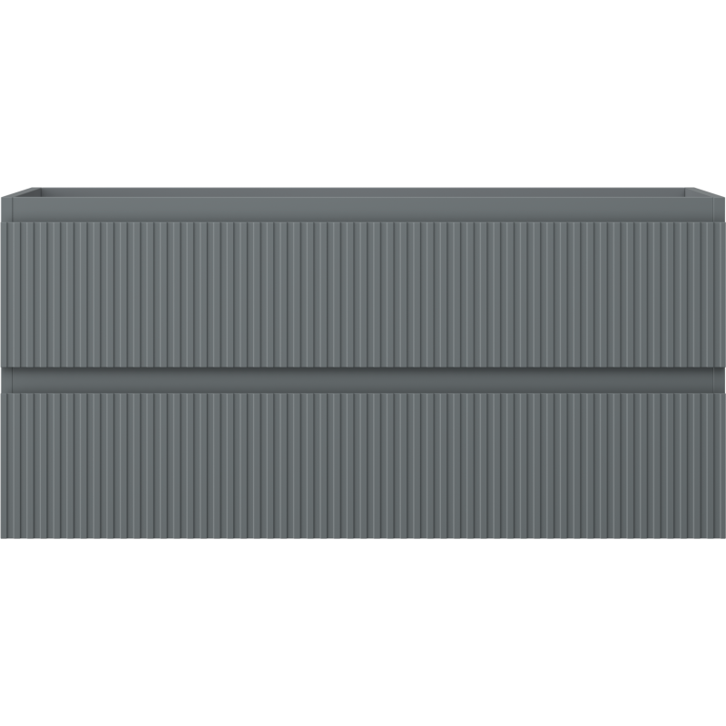 Underskap til servant Mexen Rivel 100 cm i grafitt matt med vertikale riller, sett forfra.