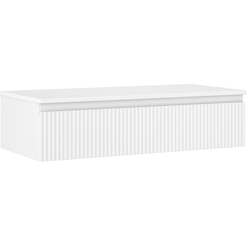 Servantskap 100 cm Mexen Rivel i hvit matt plast med vertikale riller på fronten.