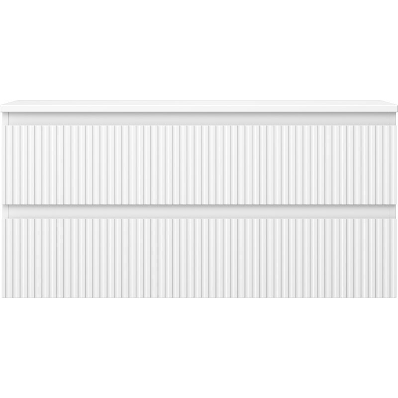 Underskap til servant Mexen Rivel 100 cm i hvit matt med riflet front og to horisontale skuffer.