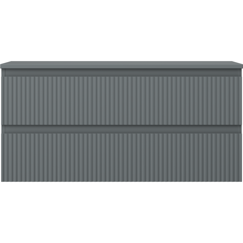 Underskap til servant Mexen Rivel 100 cm i grafitt matt med ribbet overflate og plastlokk.