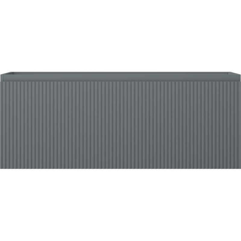 Underskap til servant i grafitt matt plast med vertikale riller, sett rett forfra.