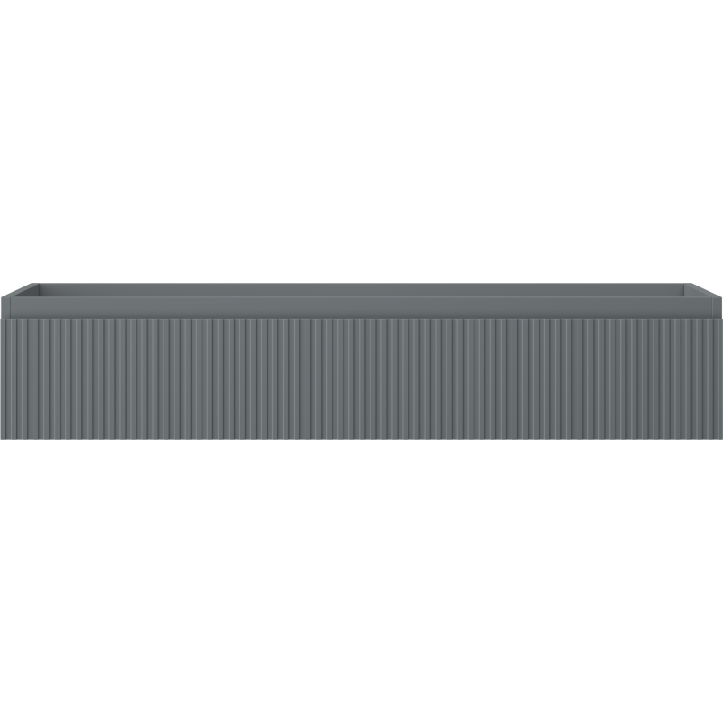 Underskap til servant Mexen Rivel 120 cm i grafitt matt med riflet front og én skuff, sett forfra.