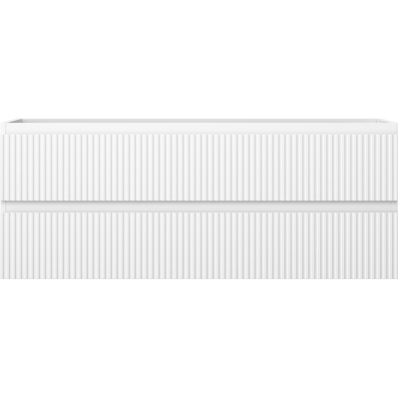Underskap til servant Mexen Rivel 120 cm i hvit matt med vertikale riller og to skuffer.