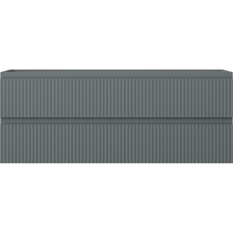Underskap til servant Mexen Rivel 120 cm i grafitt matt med to skuffer og vertikale riller.