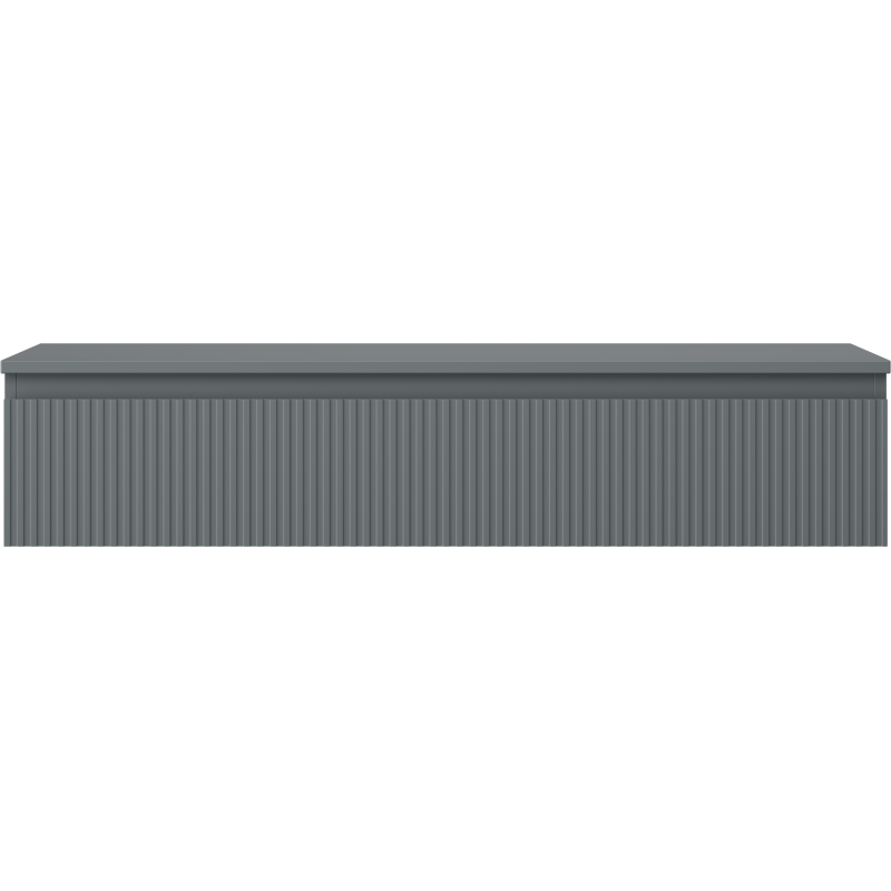 Underskap til servant Mexen Rivel 120 cm i grafitt matt med én skuff og riflet front, sett forfra.