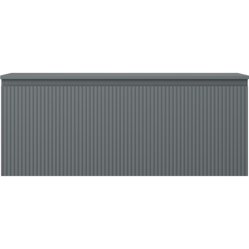 Underskap til servant i grafitt matt med vertikale riller, sett forfra, Mexen Rivel 120 cm.
