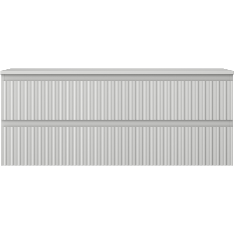 Underskap til servant Mexen Rivel 120 cm i grå matt med to skuffer og vertikale riller.