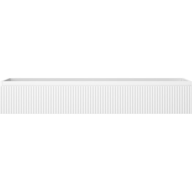 Underskap til servant Mexen Rivel 140 cm i hvit matt plast med vertikale riller, sett forfra.