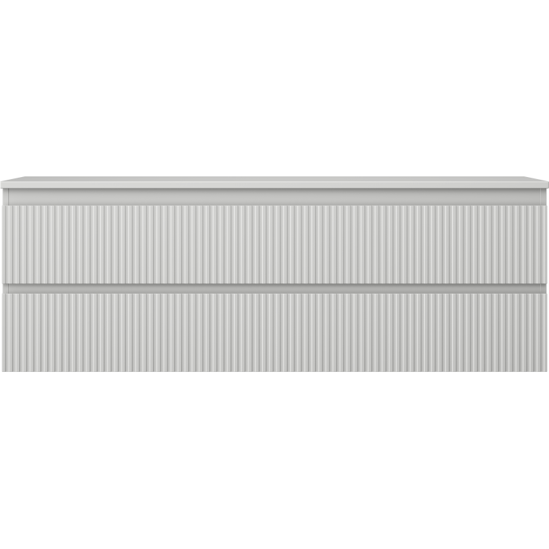 Underskap til servant i lystgrå matt med vertikale riller og to horisontale skjøter, frontvisning.