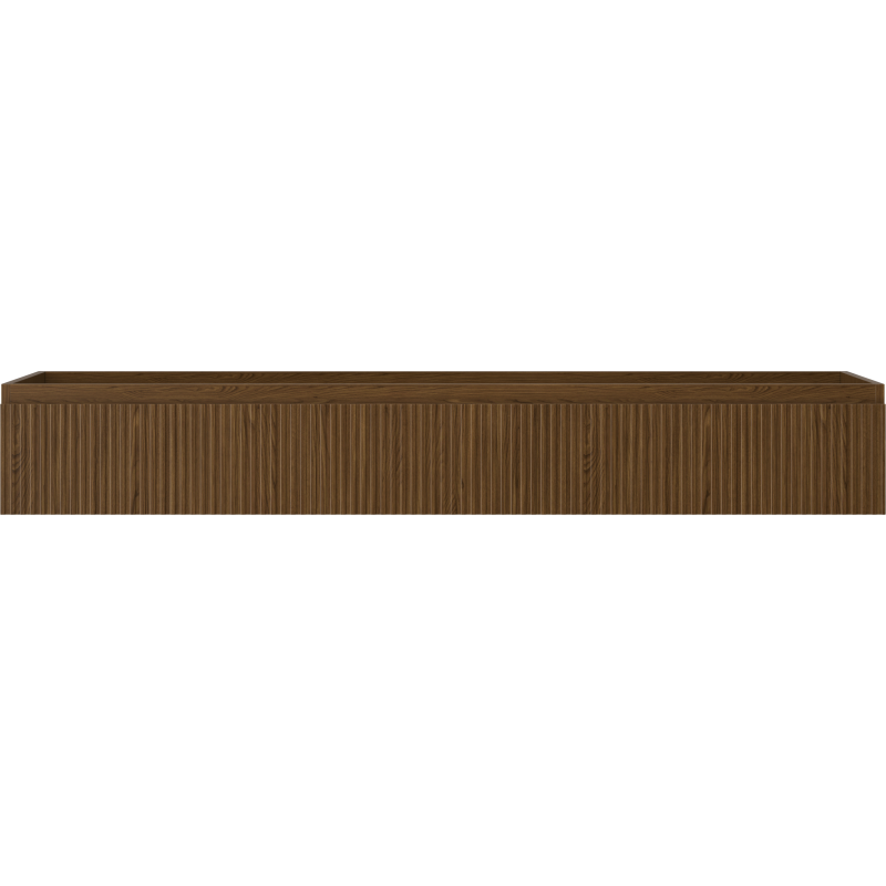 Underskap til servant Mexen Rivel 160 cm i valnøtt med riflet front, én stor skuff, sett forfra.