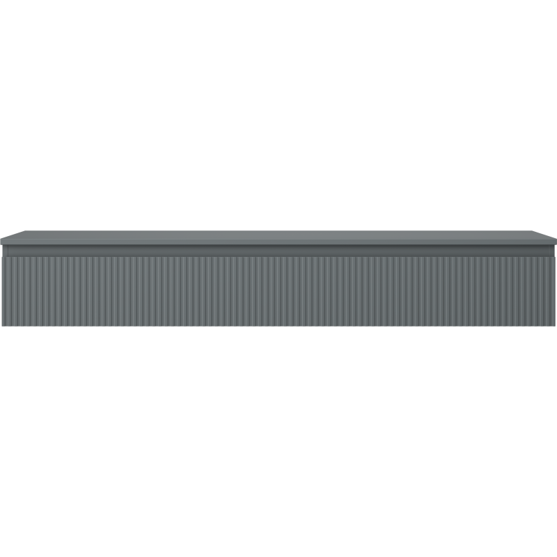 Underskap til servant i grafitt matt med én skuff og riflet front, sett rett forfra.