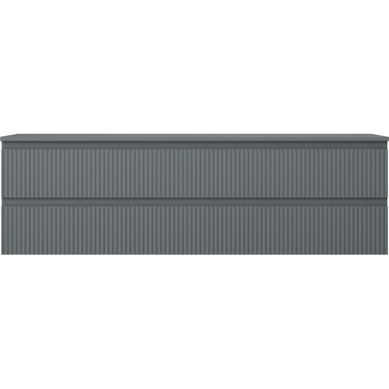 Underskap til servant Mexen Rivel 160 cm i grafitt matt med vertikale riller og to skuffer.