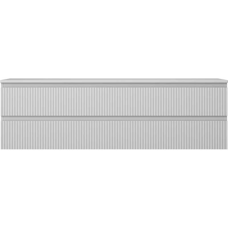 Underskap til servant Mexen Rivel 160 cm i grå matt med to skuffer, sett fra siden.