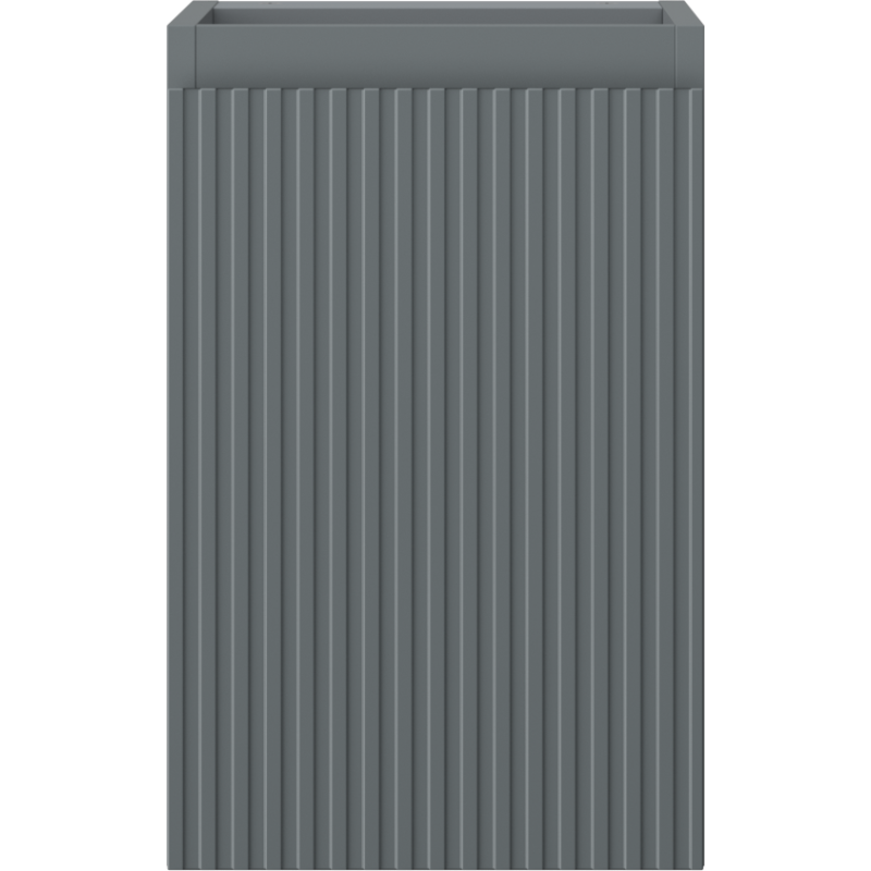 Underskap til servant i grafitt matt med riflet front, sett rett forfra, enkel og moderne design.