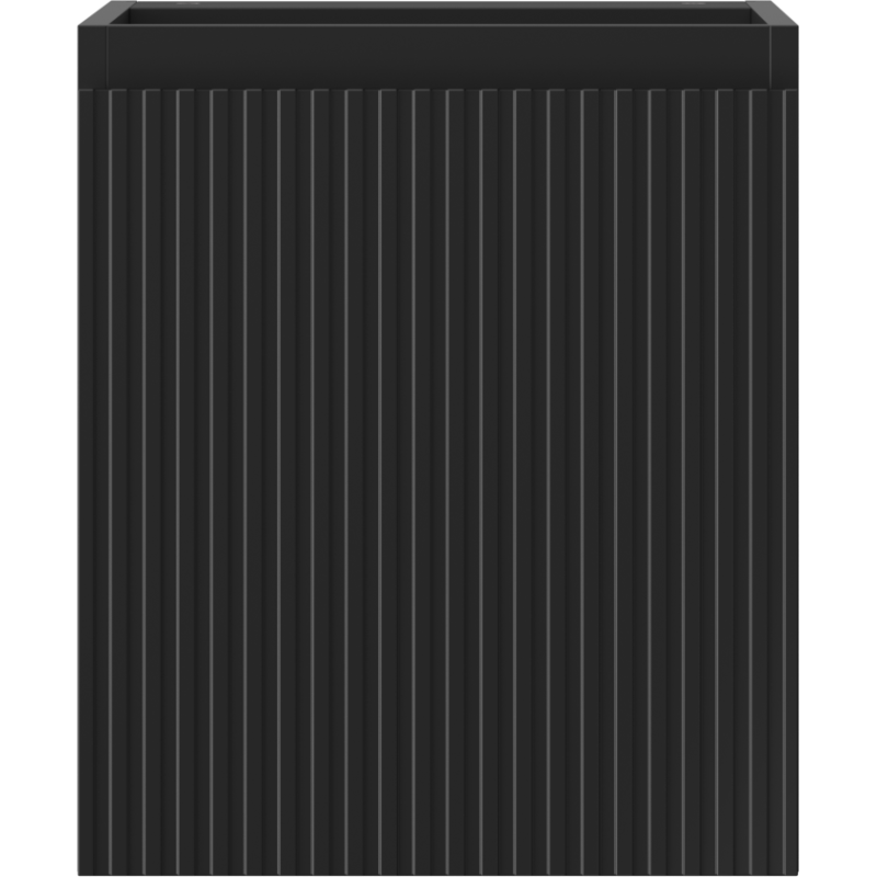 Underskap til servant i svart matt med riflet front, sett rett forfra, modell Mexen Rivel 40 cm.